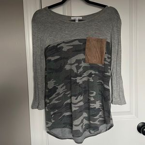 3/4 Sleeve Camo Print Women’s Top
